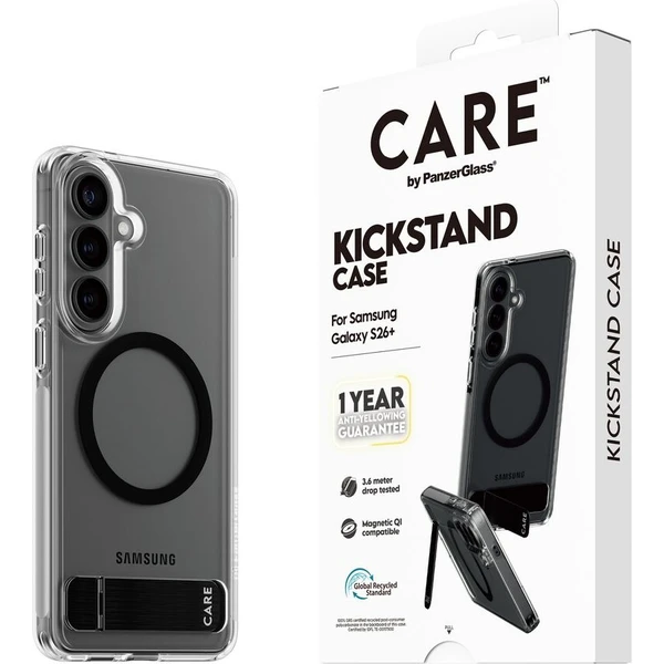 PanzerGlass® CARE Kickstand Qi kryt Samsung Galaxy S26+ čirý/černý