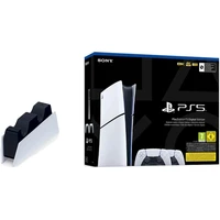 PlayStation 5 Slim Digital Edition 825GB + DualSense bílý + Nabíjecí stanice ovladače DualSense - Konzole
