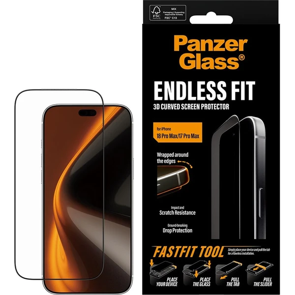 PanzerGlass 3D Endless sklo Apple iPhone 18 Pro Max/17 Pro Max s bezprašným instalačním rámečkem - Ochranné folie a skla - Obrázek d_a98f0181ed554568afd1ca32018b1b82