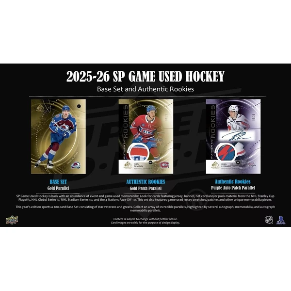 Hokejové karty 2025-26 Upper Deck SP Game Used Hockey Hobby Box - Hokejové karty - Obrázek d_adaa9cffb7894105903cc4fe95a4feb1