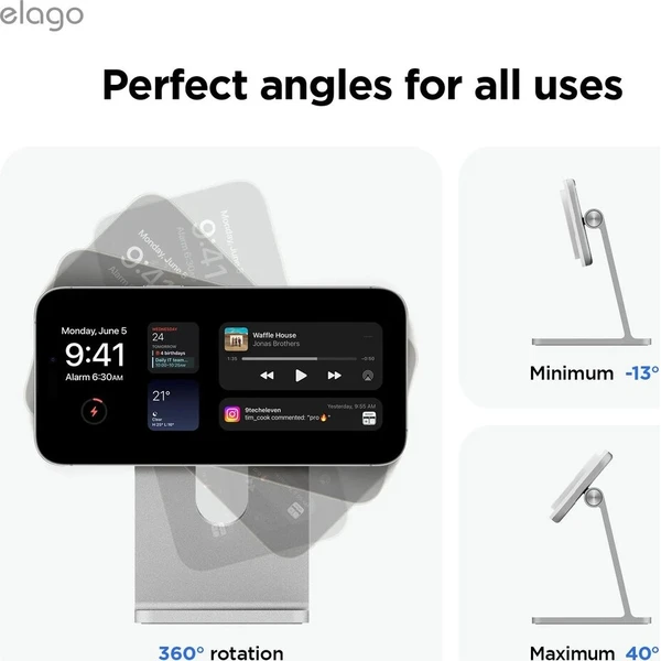 ELAGO Wireless Charging Aluminium Stand Qi2/MagSafe nabíjecí stojánek 15W bílý - Nabíječky - Obrázek d_bb1362c667cc439c80147780a22f4170