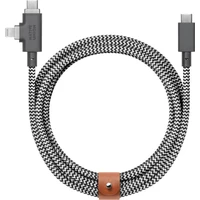 Native Union Belt Cable Duo Pro USB-C/USB-C/Lightning kabel 2,4m, 240W zebra - Kabely a redukce