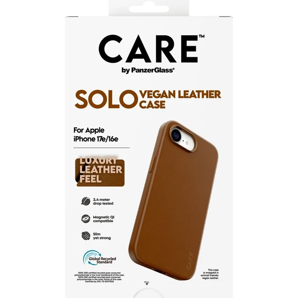 PanzerGlass® CARE SOLO MagSafe kryt z veganské kůže iPhone 17e/16e hnědý - Pouzdra - Obrázek d_c29ef9488f134b7f91e86594d273e965