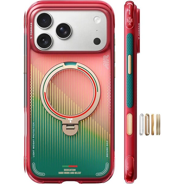 Torras Ostand Q3 Air World Cup Limited MagSafe kryt iPhone 17 Pro red & green