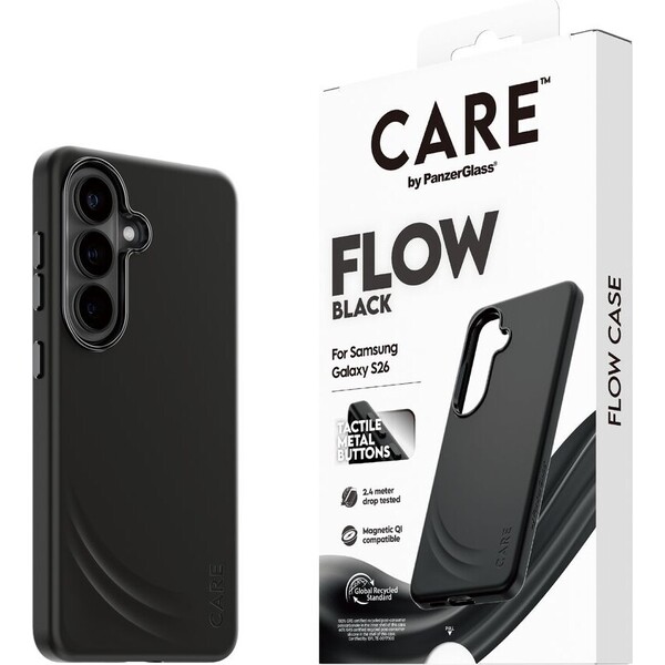 PanzerGlass® CARE Flow Qi kryt Samsung Galaxy S26 černý