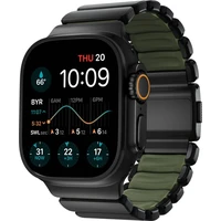 Nomad Stratos Band FKM řemínek Apple Watch 45/46/49mm Black Titanium Forest Green - Řemínky
