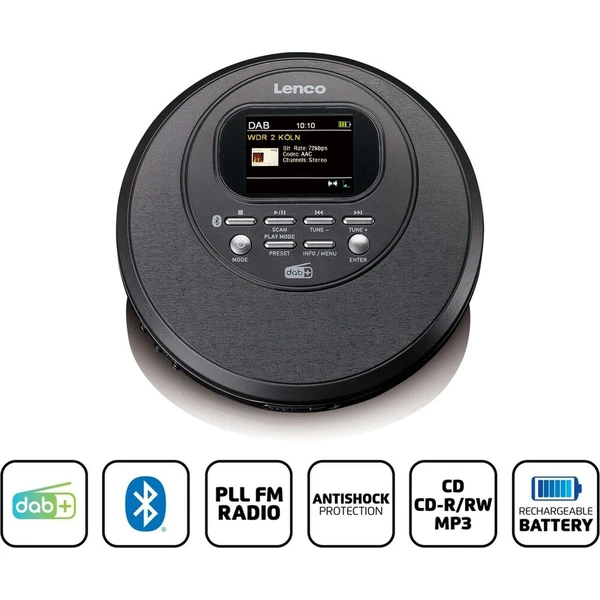 Lenco CD-500 discman s Bluetooth a rádiem DAB+/FM černý - Hudební přehrávače - Obrázek d_d03d11b8f87a479993c36480a407ef58