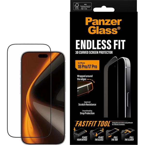 PanzerGlass 3D Endless sklo Apple iPhone 18 Pro/17 Pro s bezprašným instalačním rámečkem - Ochranné folie a skla - Obrázek d_d03e55018845402ebcea98c6ae505fa9