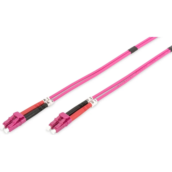 DIGITUS LC/LC optický patch kabel OM4 Duplex 1m růžový