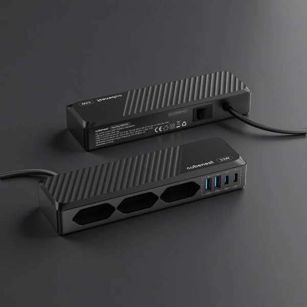 Cubenest PowerStrip SlimLine prodlužovací kabel (2xUSB-A, 2xUSB-C) 33W černý - Nabíječky - Obrázek d_d2ac79b325e54f15a2ec1d313dd58372