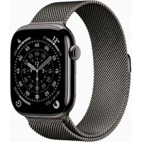 Apple Watch Series 11 Cellular (46mm) Břidlicově šedý titan s břidlicově šedým milánským tahem M/L - Chytré hodinky