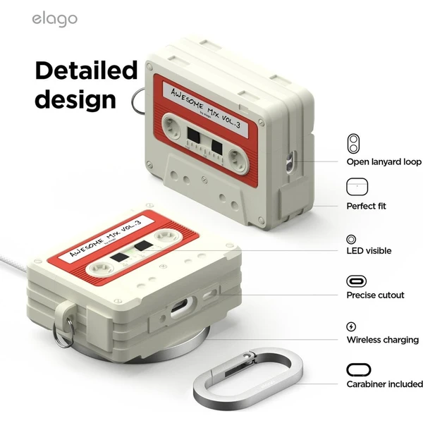 ELAGO Cassette TAPE pouzdro AirPods Pro 3 béžové - Pouzdra - Obrázek d_d4b11b01edea430fa3b3812f2c59edbd