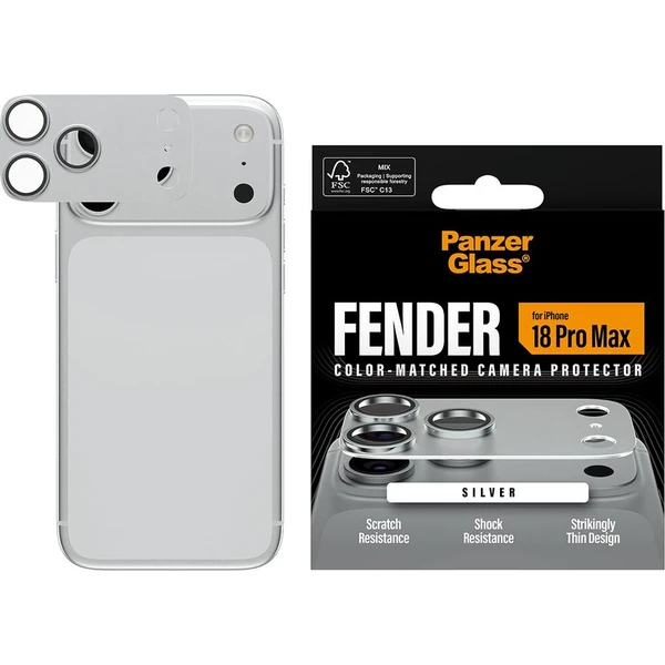 PanzerGlass FENDER hliníková ochrana fotoaparátu iPhone 18 Pro Max Silver (stříbrný) - Ochranné folie a skla - Obrázek d_d622f619d66a4ab2a47a78fb9ec0e039