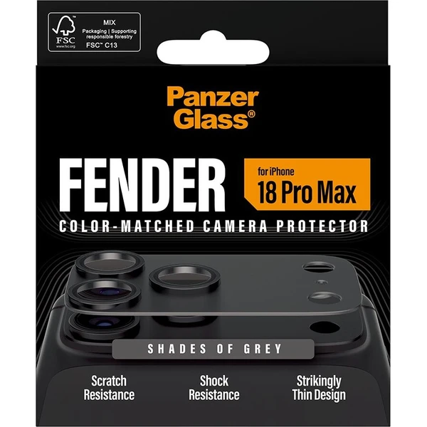 PanzerGlass FENDER hliníková ochrana fotoaparátu iPhone 18 Pro Max Shades of Grey (tmavě šedý) - Ochranné folie a skla - Obrázek d_dcbced12c5934a149e256dd419177283