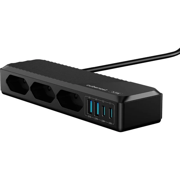 Cubenest PowerStrip SlimLine prodlužovací kabel (2xUSB-A, 2xUSB-C) 33W černý - Nabíječky - Obrázek d_de899dbf829146e0b4c4f554db8aa52d