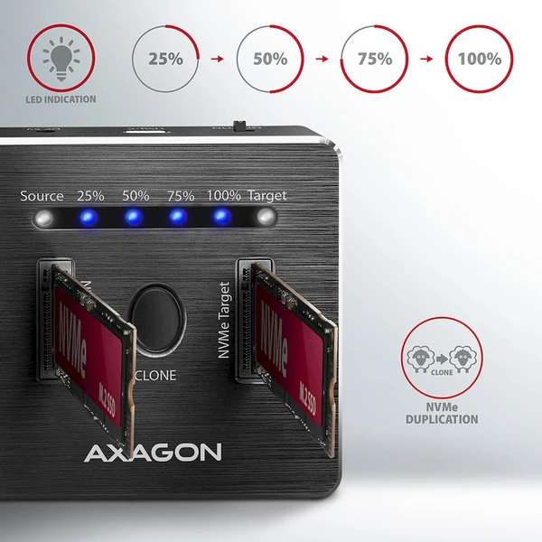 AXAGON Dokovací stanice pro 2x M.2 NVMe - USB-C 3.2 Gen 2 - Externí boxy - Obrázek d_df0b69e01e994c7a868632df6f1eec33