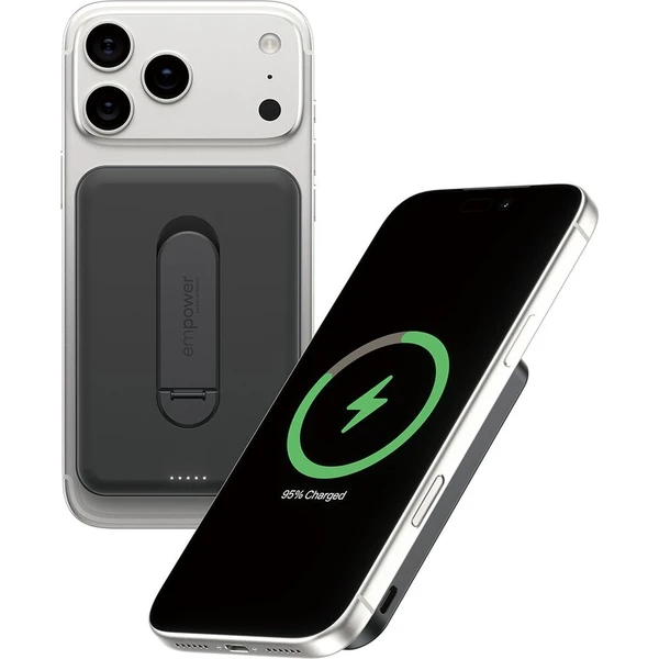 PanzerGlass® empower bezdrátová Qi2 powerbanka 5000 mAh, MagSafe, otočný stojánek, černá - Powerbanky - Obrázek d_df85b087e9d44d6c893b6da133a13024