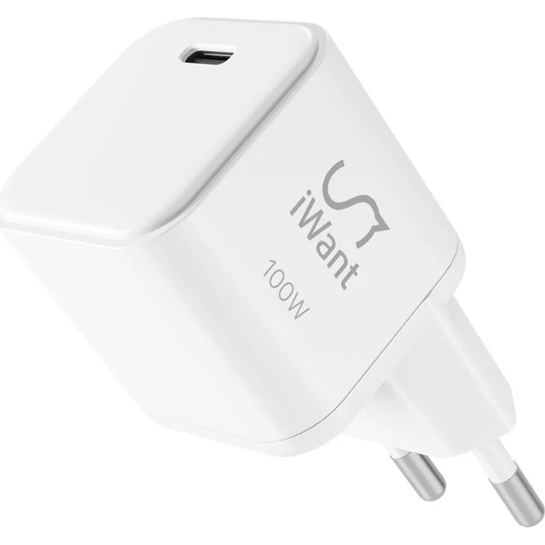 iWant UltraBoost Micro AVS GaN 100W dynamický síťový adaptér bílý Bílá