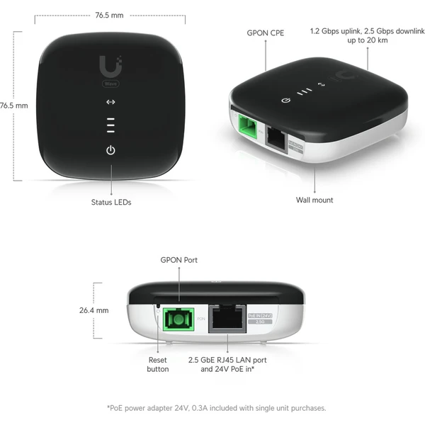 Ubiquiti UISP Wave Fiber ONU 2.5GbE LAN optický terminál - Konvertory - Obrázek d_e06947b4d2234e60b5b7d682c28e8b7f