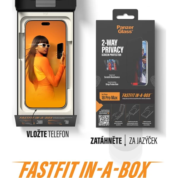 PanzerGlass Privacy sklo Apple iPhone 18 Pro Max s bezprašným instalačním boxem - Ochranné folie a skla - Obrázek d_e26556bd3c7d493fa98e9bf350d43379