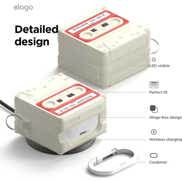 ELAGO Retro Cassette TAPE pouzdro Samsung GalaxyBuds4/Buds4 Pro béžové - Pouzdra - Obrázek d_e2cfb20480f0408fa9ca48fd17a11917