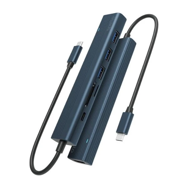 Spello USB-C Hub Slim 7v1, 100W USB-C PD, 3× USB-A, HDMI, slot na SD/TF kartu temně inkoustový - USB huby - Obrázek d_e5780714e2a340cd8a9f46ae6b843291