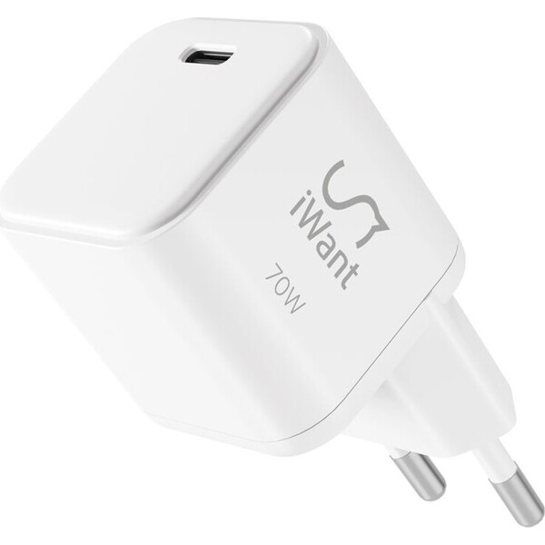 iWant UltraBoost Micro AVS GaN 70W dynamický síťový adaptér bílý Bílá