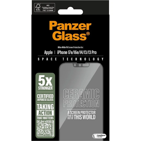 PanzerGlass® Ceramic II sklo Apple iPhone 17e/16e/14/13/13 Pro s instalačním rámečkem - Ochranné folie a skla - Obrázek d_eb09a0a83c4748a8b313436daadc170a