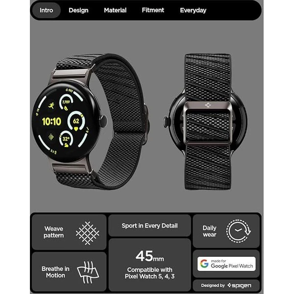 Spigen Lite Fit řemínek Google Pixel Watch 5/4/3 45mm black - Řemínky - Obrázek d_eec66babffb44236aaf78e944705b824