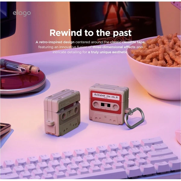 ELAGO Cassette TAPE pouzdro Airpods 4 béžové - Pouzdra - Obrázek d_ef86a96120af43e080f7e384cb32f932