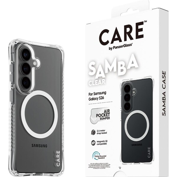 PanzerGlass® CARE Samba Qi kryt Samsung Galaxy S26 čirý/bílý