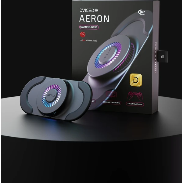 Dviced AERON GRIP Gaming Qi2.2/MagSafe nabíjecí herní držák s aktivním chlazením černý - Nabíječky - Obrázek d_f558dd3c7aba49cb88a4fe17dbab6e5b
