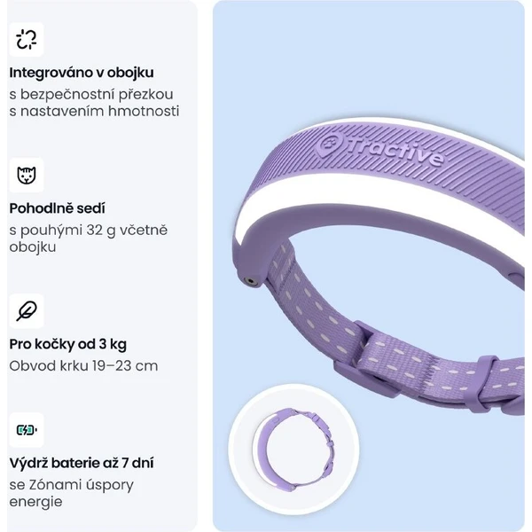 Tractive CAT 6 Mini chytrý GPS lokátor pro kočky levandulový - GPS moduly - Obrázek d_f7e06be40a1b439baca4d82cbca6e5d0