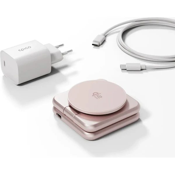 Epico UltraBase Qi2 MagSafe 25W 3v1 Fold kovový Mag+ bezdrátový nabíjecí stojánek růžový - Nabíječky - Obrázek d_fccc013304e2403782a44e505133914c