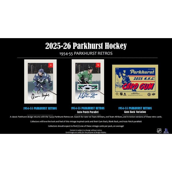 Hokejové karty 2025-26 Upper Deck Parkhurst Hockey Hobby Box - Hokejové karty - Obrázek d_fdb815d4725145c0bf7e199f1173796a