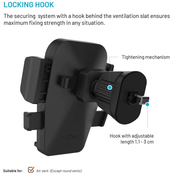 FIXED Iconiq Lock univerzální držák do auta s úchytem do ventilační mřížky černý - Držáky - Obrázek da18034bbb99424aabe4c68975e659ee