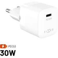 FIXED Mini GaN nabíječka s USB-C a PD, 30W, bílá - Nabíječky
