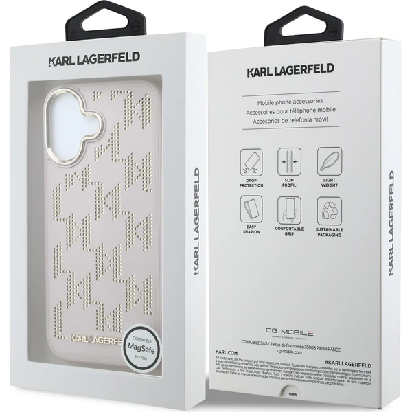 Karl Lagerfeld PU Perforated Monogram MagSafe kryt iPhone 17 růžový - Pouzdra - Obrázek daaa5f8491c348d8a42e7f7a47b19f7c