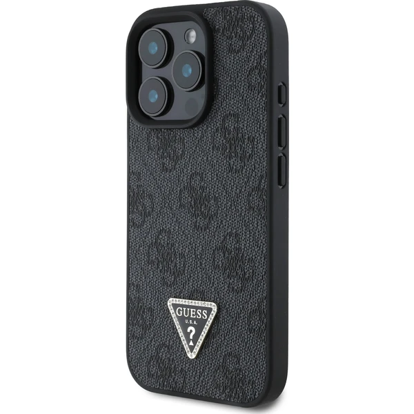 Guess PU 4G Strass Triangle Metal Logo kryt pro iPhone 16 Pro černý - Pouzdra - Obrázek dad8fa437af8417bad5867ee3ec2cc40