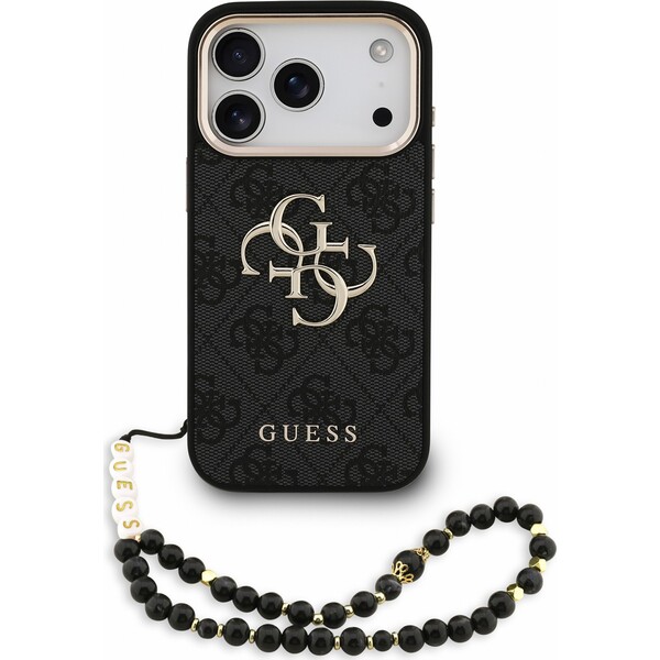 Guess PU 4G Metal Logo Strap kryt iPhone 18 Pro černý