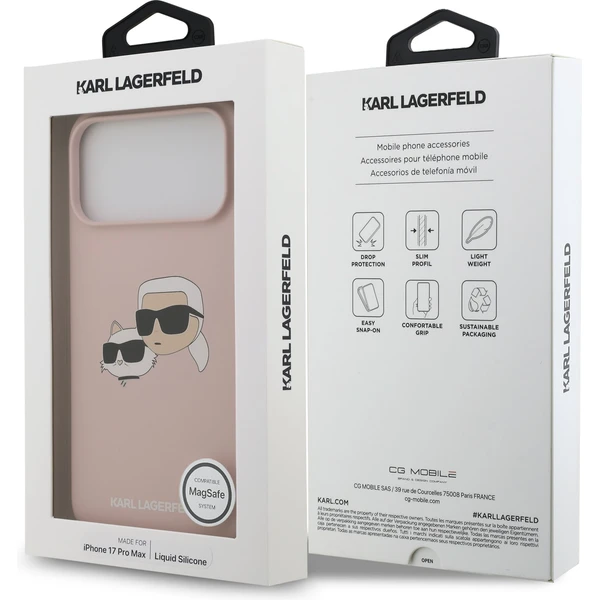 Karl Lagerfeld Liquid Silicone Double Heads MagSafe kryt iPhone 17 Pro Max růžový - Pouzdra - Obrázek db7566fb603e4852827b2d2d70d0450a