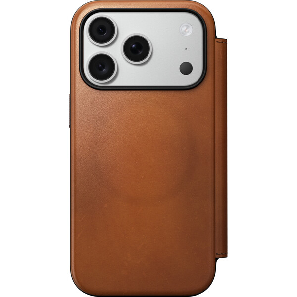 Nomad Modern Leather Folio (Horween) MagSafe kožené pouzdro iPhone 17 Pro/18 Pro Saddle - Pouzdra - Obrázek db869fc26def49d2abf99451fef548cf