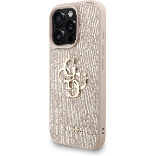 Guess PU 4G Metal Logo Strap kryt iPhone 16 Pro růžový - Pouzdra - Obrázek dbf246e8f10445ca80d37c2a776ccd30