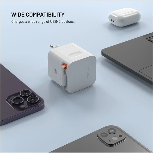 FIXED GaN nabíječka s 2xUSB-C, PD 3.0, se samonavíjecím kabelem, 65W, bílá - Nabíječky - Obrázek dc12b0682cff4cbe9f682b505a9b9b36