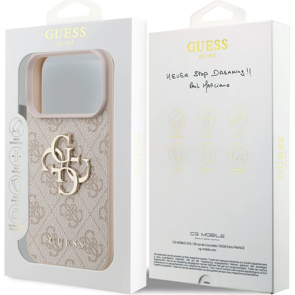 Guess PU 4G Metal Logo kryt iPhone 18 Pro růžový - Pouzdra - Obrázek dc154a46d45547799afee58a6659f104
