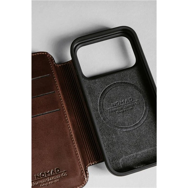 Nomad Modern Leather Folio (Horween) MagSafe kožené pouzdro iPhone 17 Pro Rustic Brown - Pouzdra - Obrázek dc21ae1ebe044573967908698f3a8fec