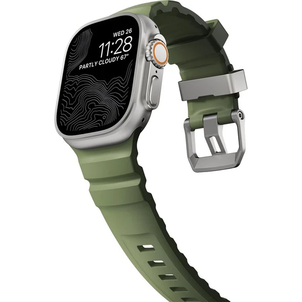 Nomad Rocky Point Band řemínek Apple Watch 49/45/44/42mm stříbrný/tmavě zelený - Řemínky - Obrázek dce1a69614d3425eb7027fcd860cf6b8