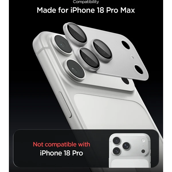 Spigen Glass tR EZ Fit Optik Pro XL 1 Pack sklo na fotoaparát iPhone 18 Pro Max stříbrné - Ochranné folie a skla - Obrázek dd385bd9790b480380ec2ff1bfaf4474