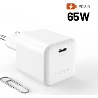 FIXED Mini GaN nabíječka s USB-C a podporou PD, 65W, bílá - Nabíječky