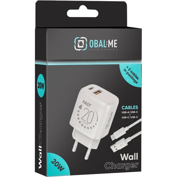 OBAL:ME nabíječka USB-A/USB-C (20W) + 2x kabel (1m) bílá - Nabíječky - Obrázek ddfcea697b0a4791b6c7ea3fbe591050